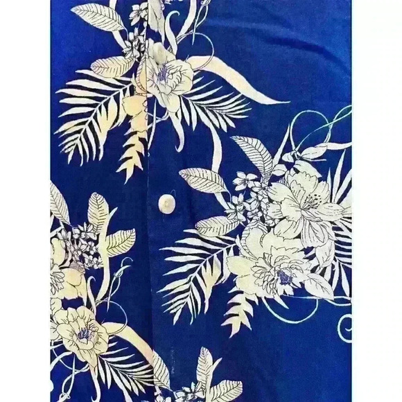 PacSun Hawaiian Shirt Sz L Blue Floral Button Up Beach Vacation‎ Party Wear - Picture 4 of 8